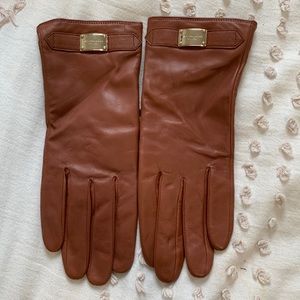 Michael Kors Brown Leather Gloves